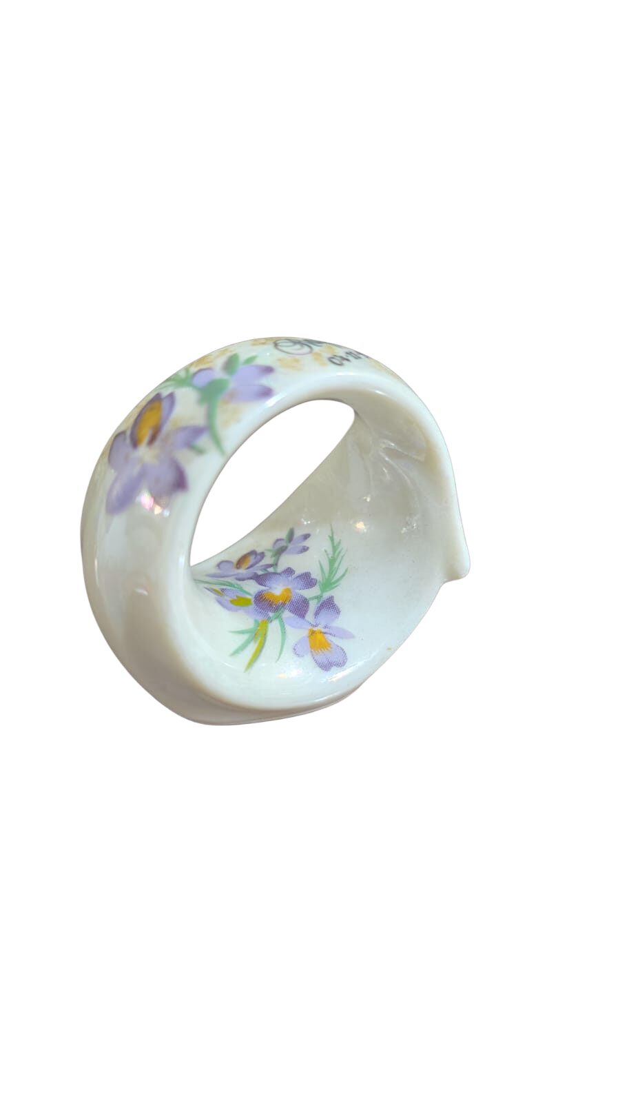 Porta guardanapo de porcelana, motivos florais