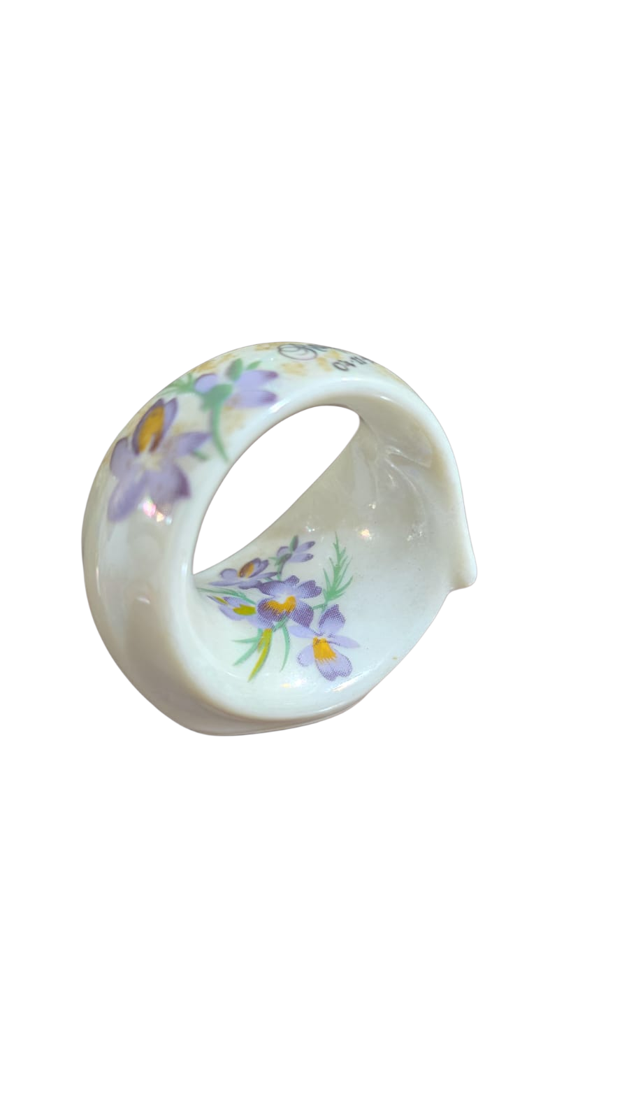 Porta guardanapo de porcelana, motivos florais