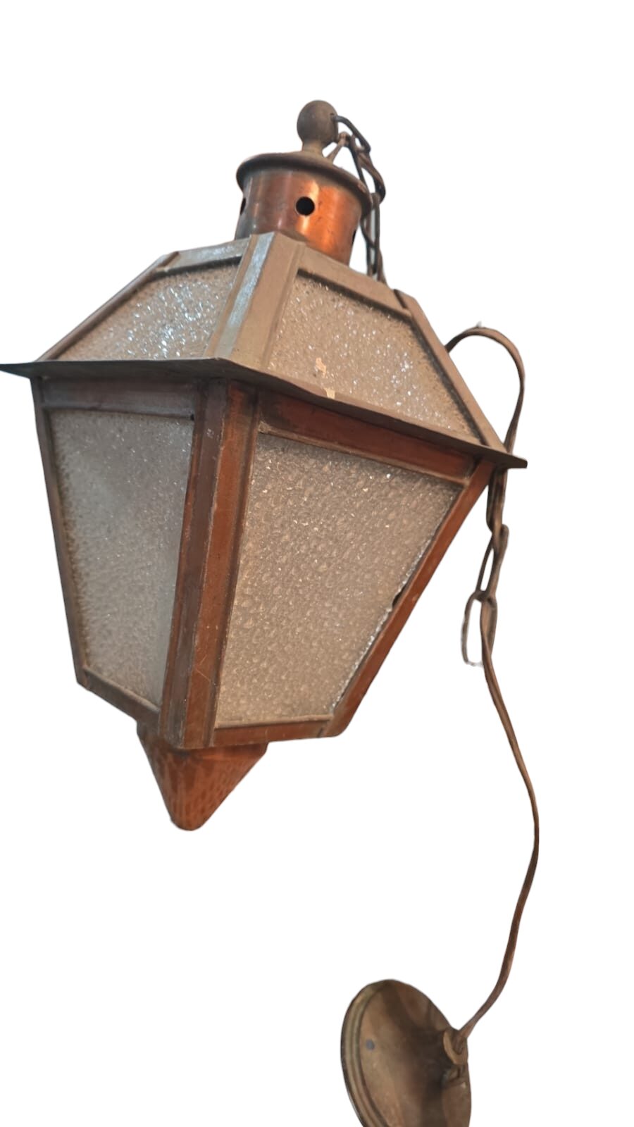 Antiga luminária estilo inglês de cobre