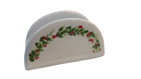 Porta guardanapo natalino de porcelana