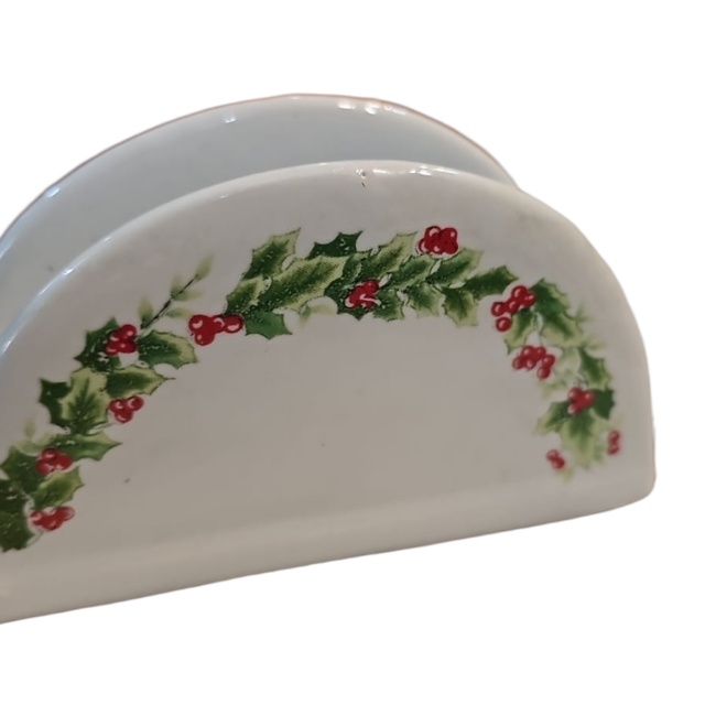 Porta guardanapo natalino de porcelana