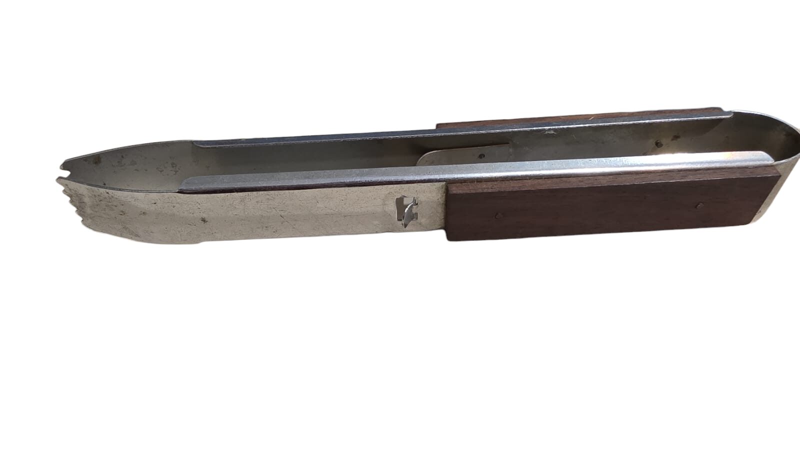 Antigo pegador inox e madeira