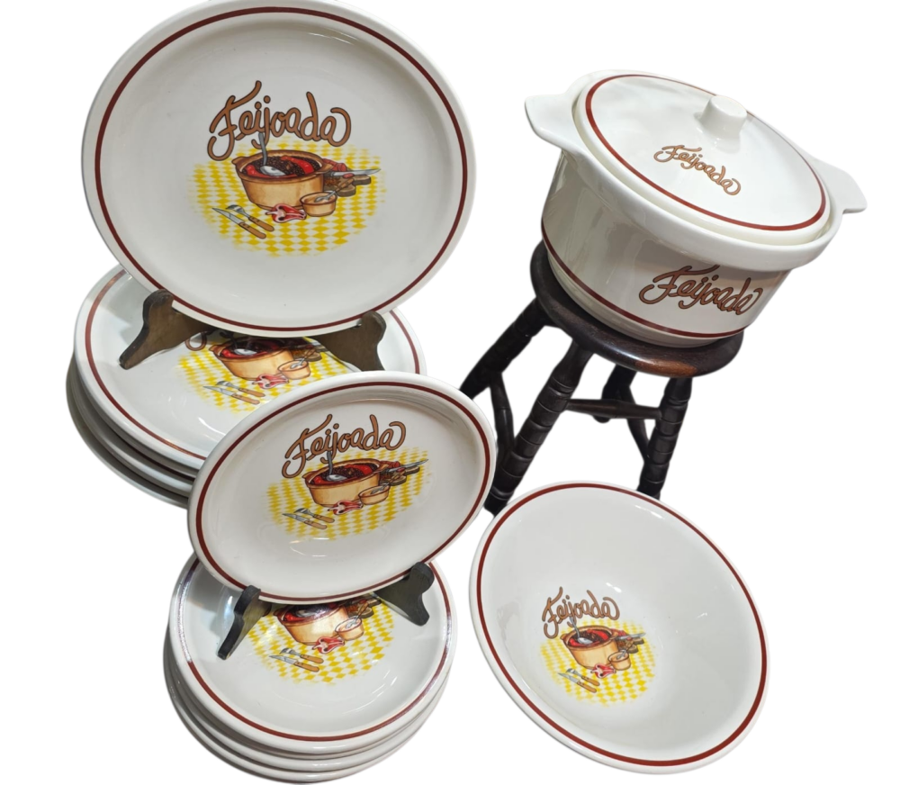 Antigo conjunto para feijoada porcelana Oxford, bela arte vintage