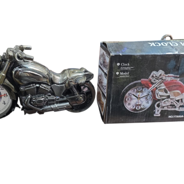 Antigo relógio em formato de moto com caixa origina
