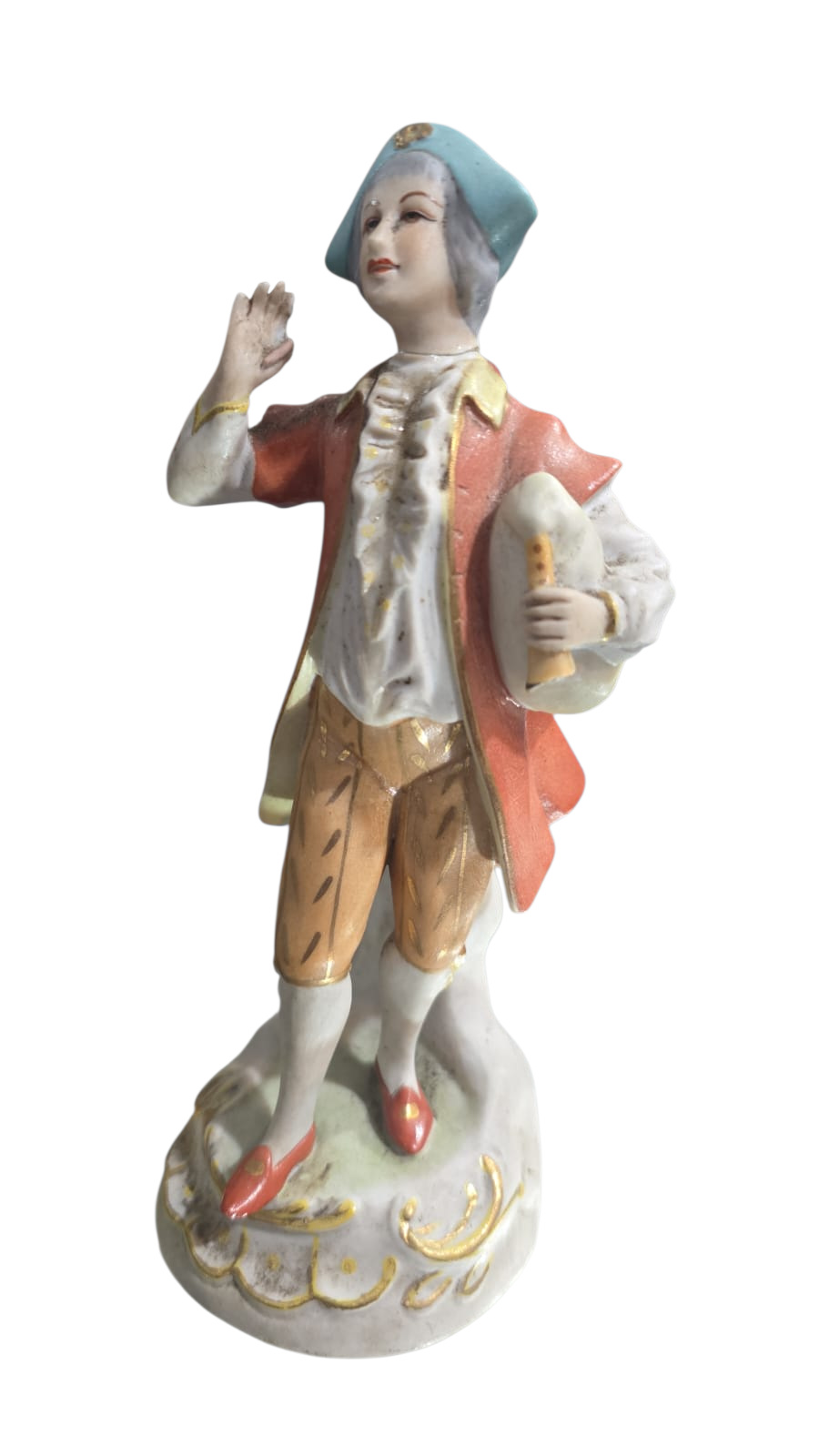 Antiga escultura representando fidalgo de porcelana