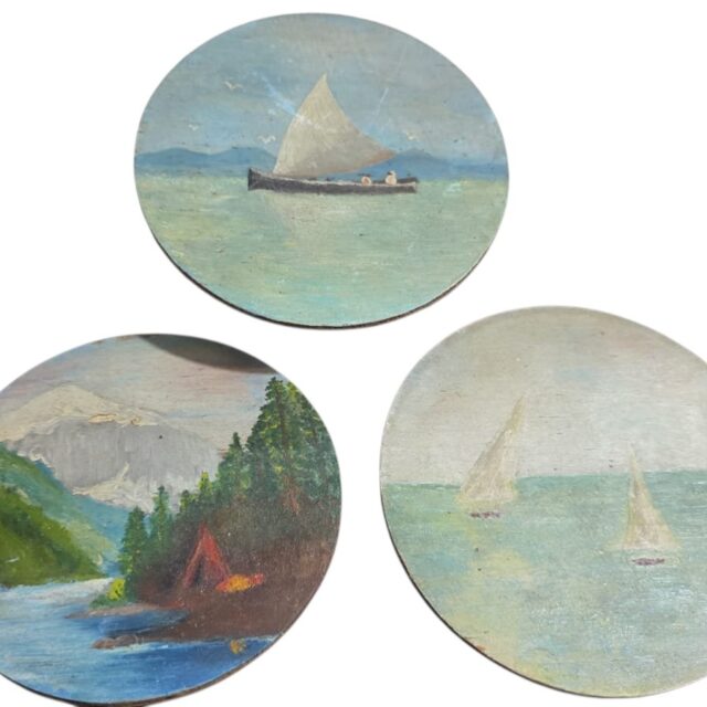 Trio de arte em madeira feita a mão