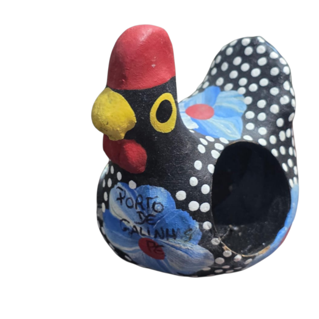 Galinha artesanal de cerâmica, pintado a mão