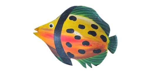 Travessa de peixe de madeira, pintado a mão