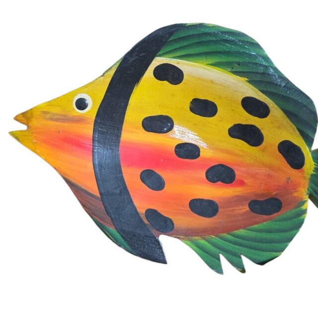 Travessa de peixe de madeira, pintado a mão