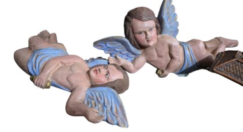 Par de arte sacra antiga em madeira policromada