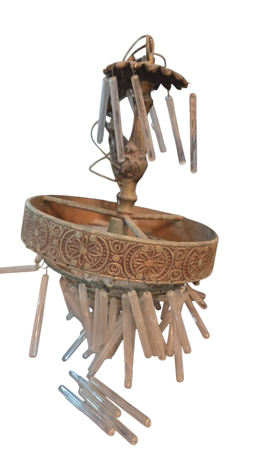 Antigo lustre pendente com cristais