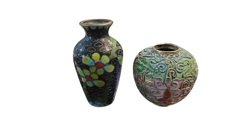 Par de vasinhos de cloisonné