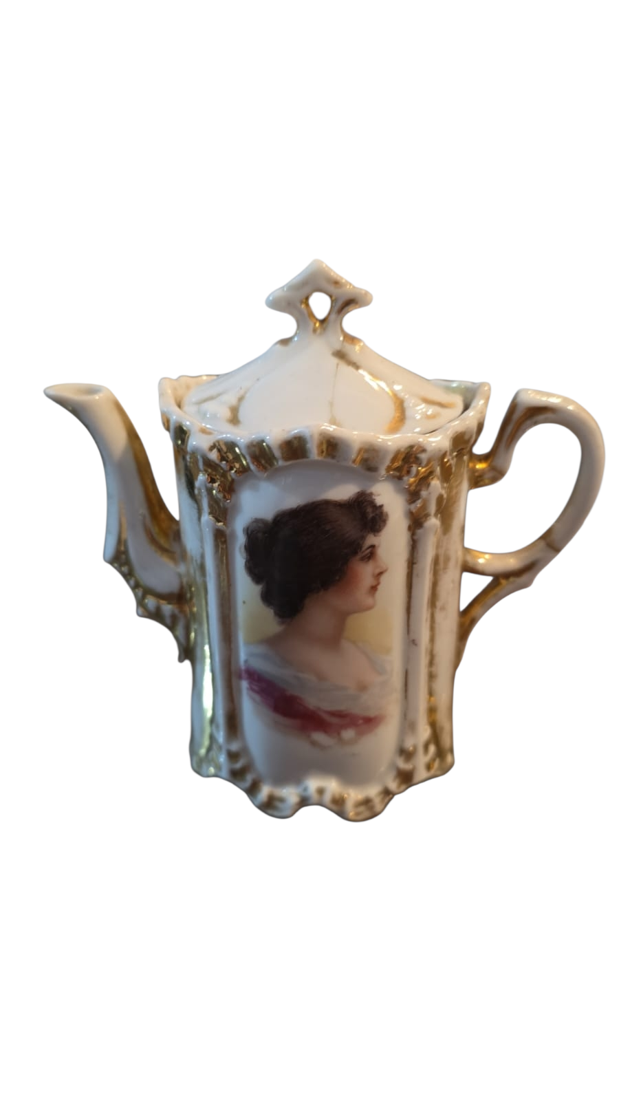 Antigo bule de porcelana camafeu