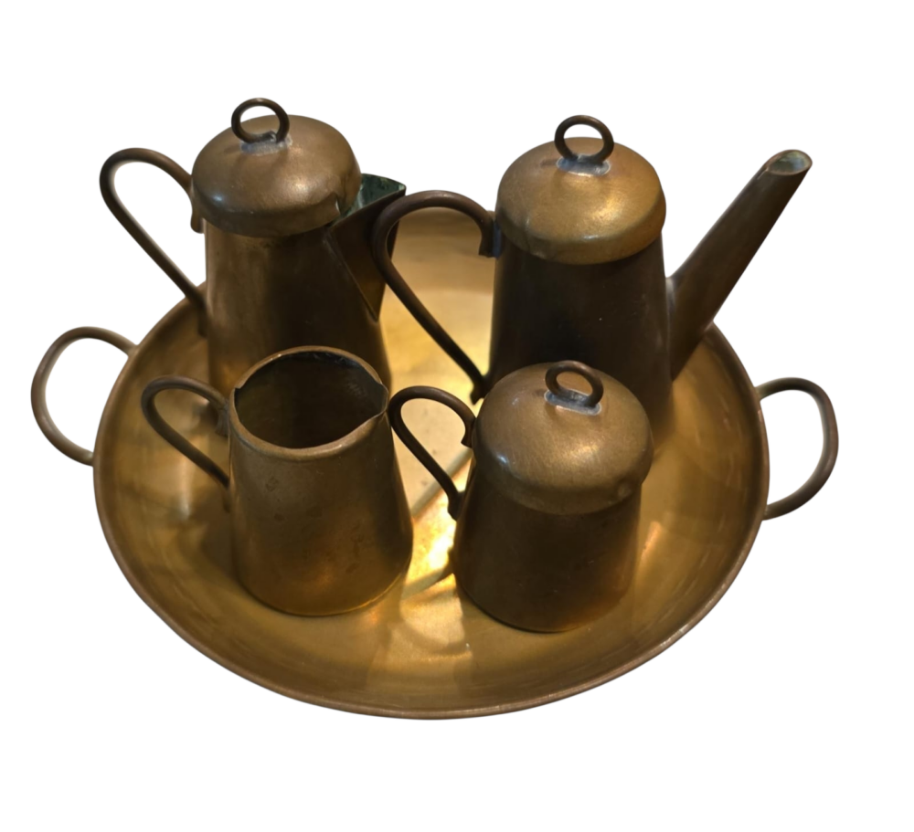 Conjuntos miniaturas antiga em dourado metal
