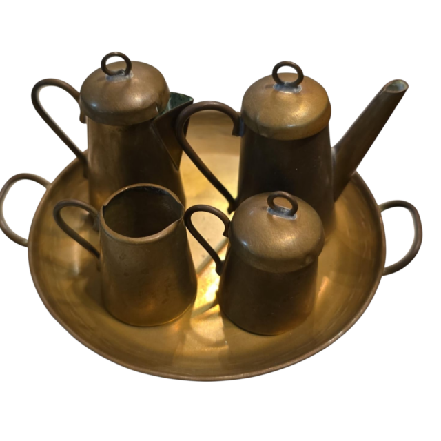Conjuntos miniaturas antiga em dourado metal