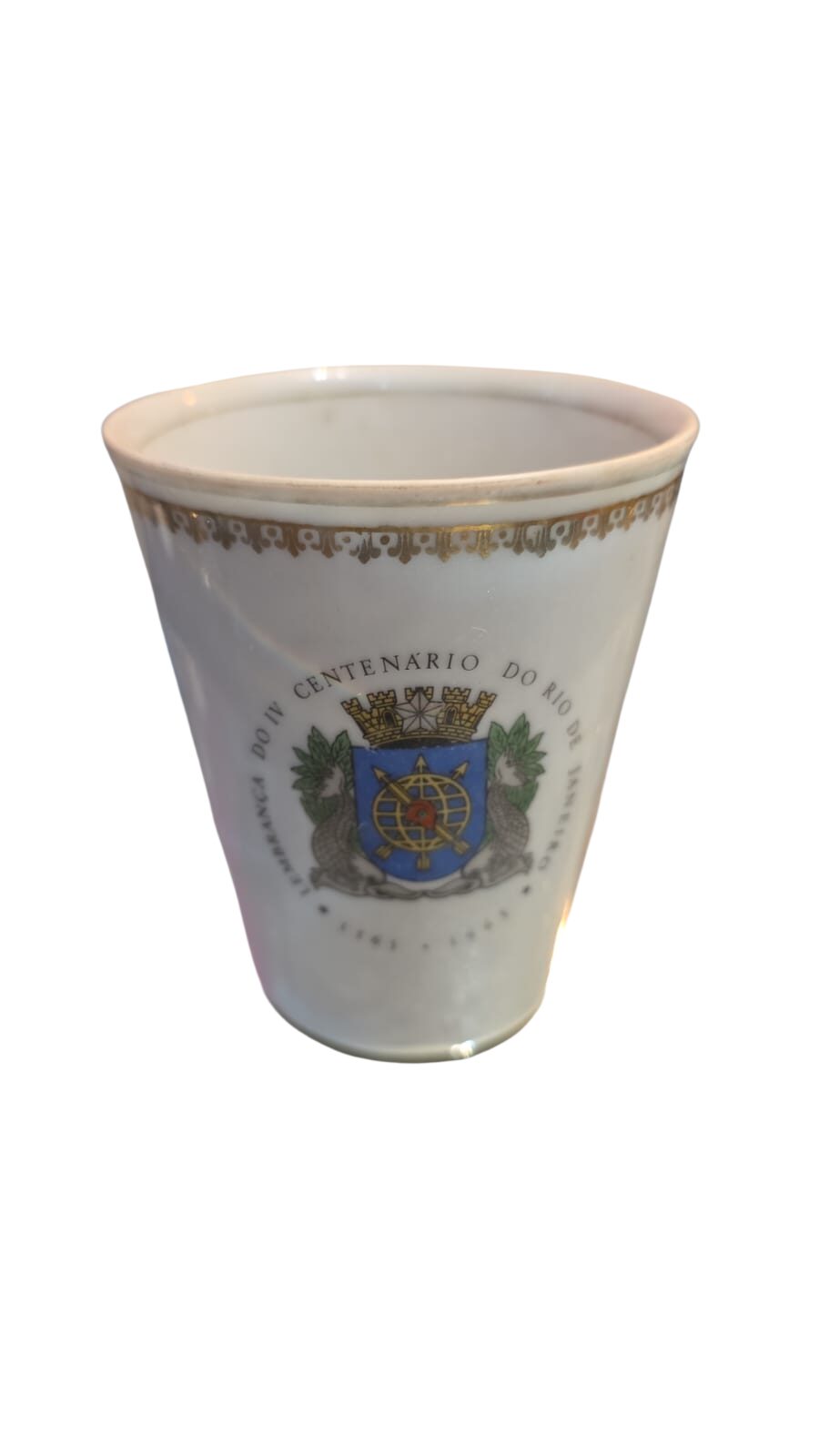 Antigo e raro copo histórico, porcelana Mauá