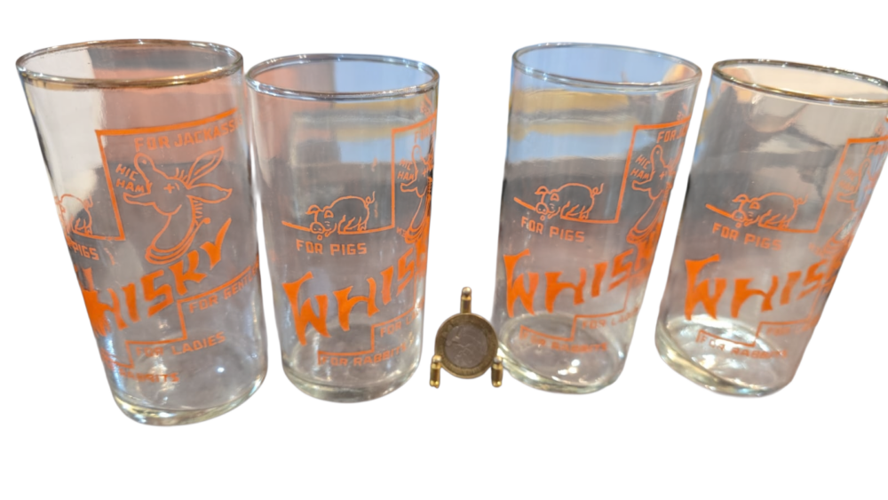 Lote de antigos copos de cristal whisky