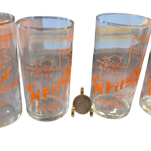 Lote de antigos copos de cristal whisky