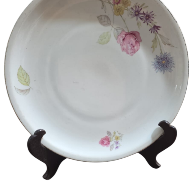 Prato de bolo porcelana Real, motivos florais