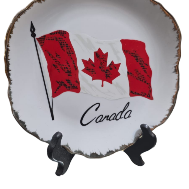 Porcelana coreana com arte do Canadá, dourações na borda