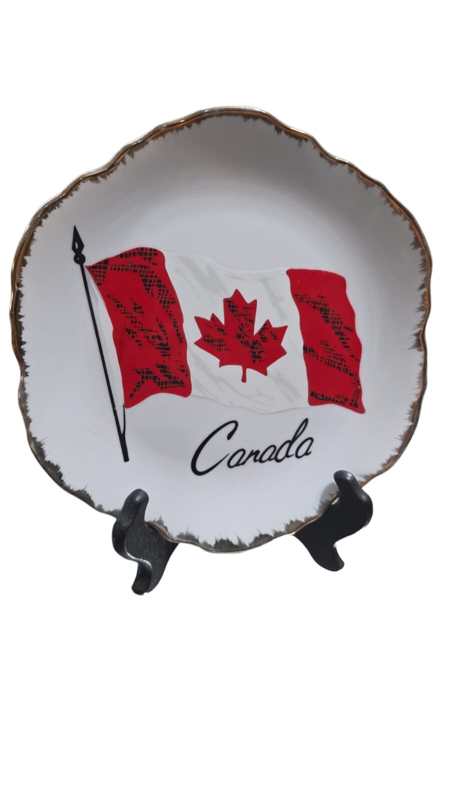 Porcelana coreana com arte do Canadá, dourações na borda