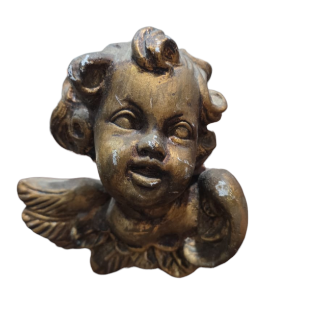 Antigo rosto de anjo de parede