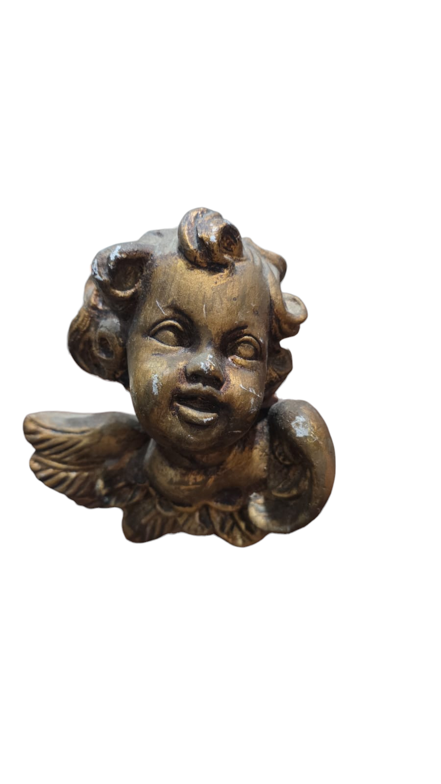 Antigo rosto de anjo de parede