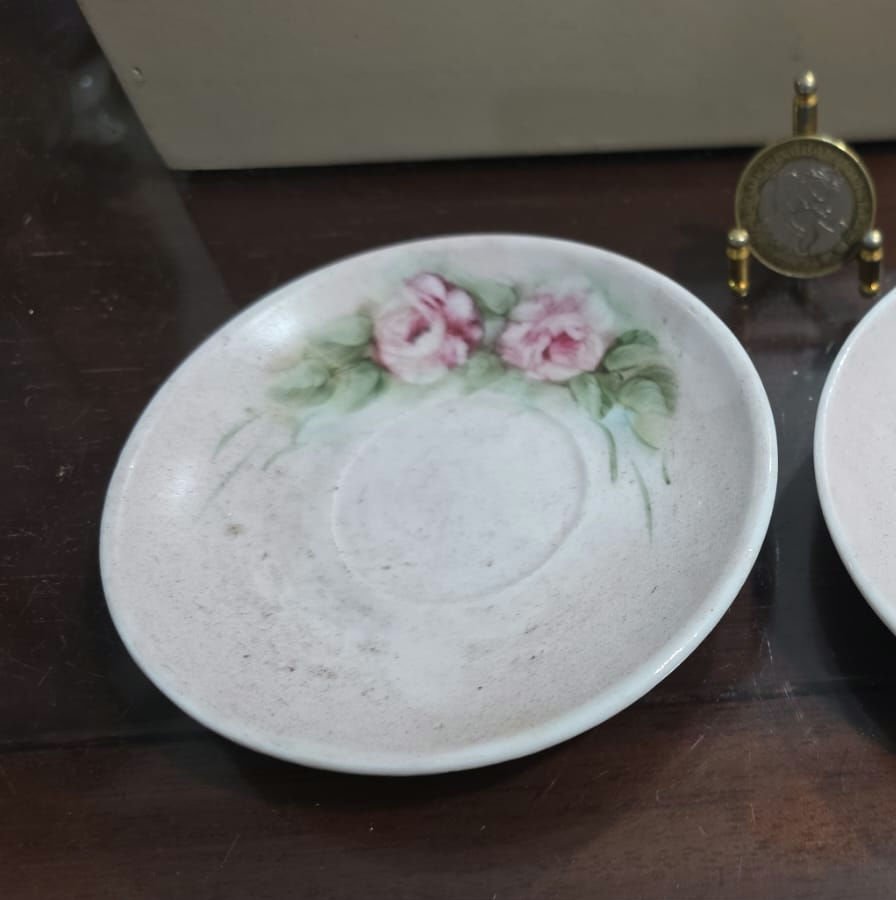 Antigo pires de café pintado a mão - Imagem 2