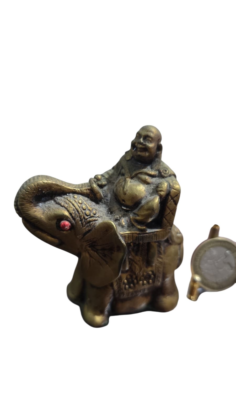 Elefante com Buda de resina, bela patina dourada