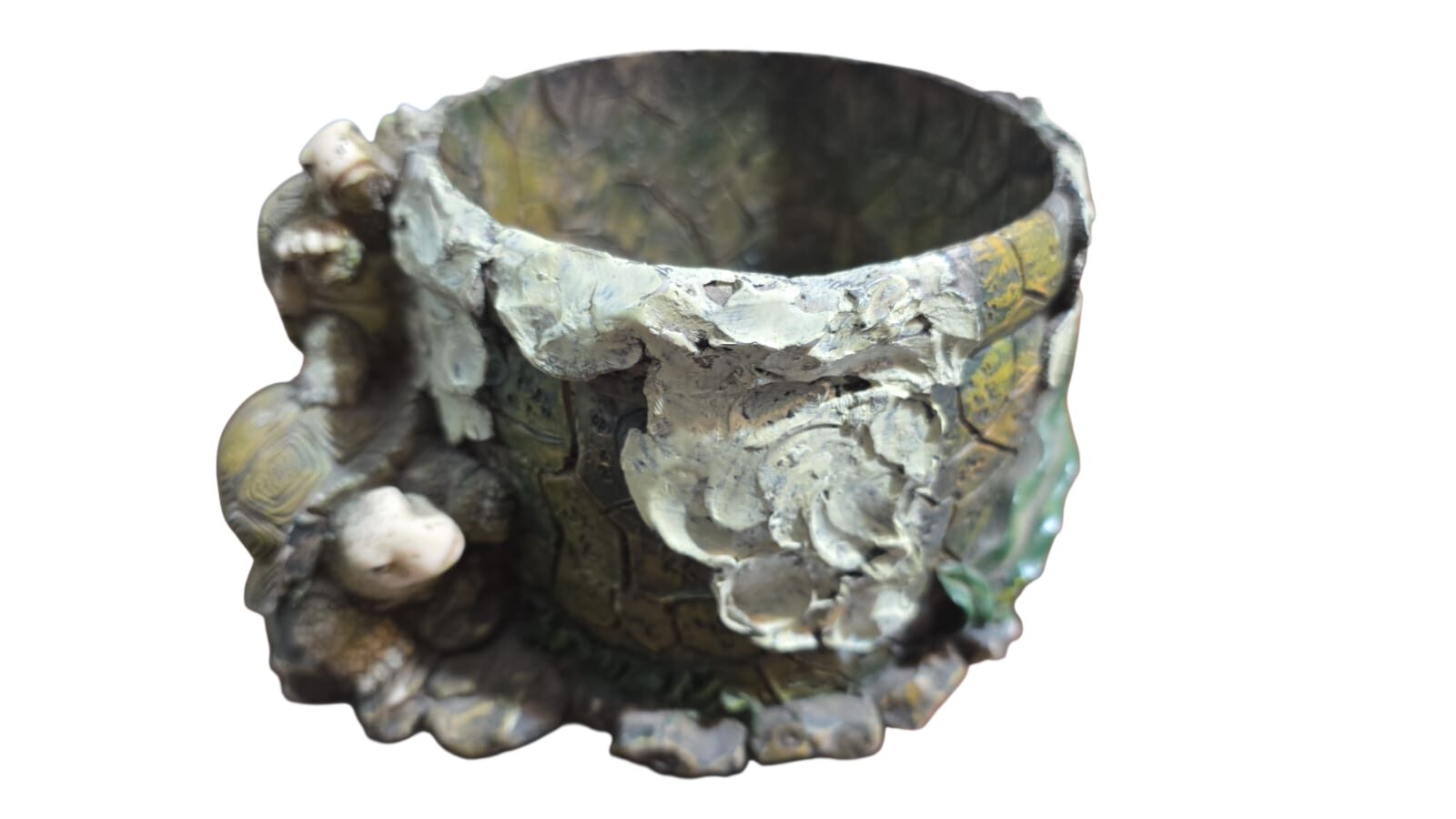 Lindo Cachepot de resina ornamentado com bela arte