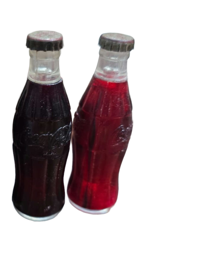 Par de antigas garrafinhas colecionáveis Coca-Cola