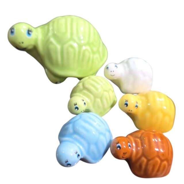Conjunto de tartarugas de porcelana