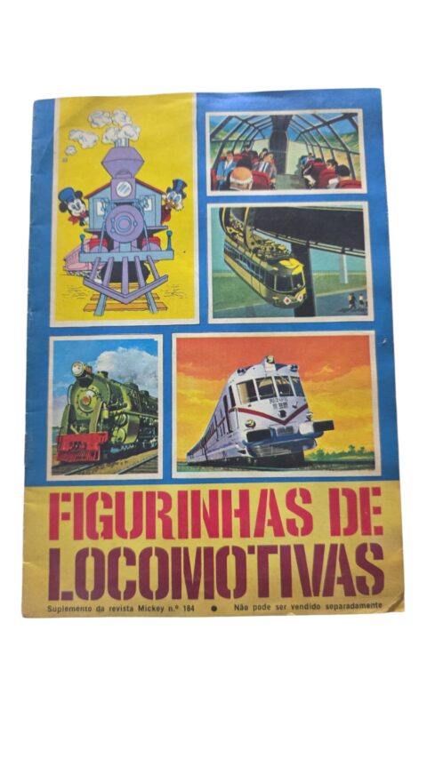 Raro álbum de figurinhas locomotivas antigas Disney, completo, década de 60