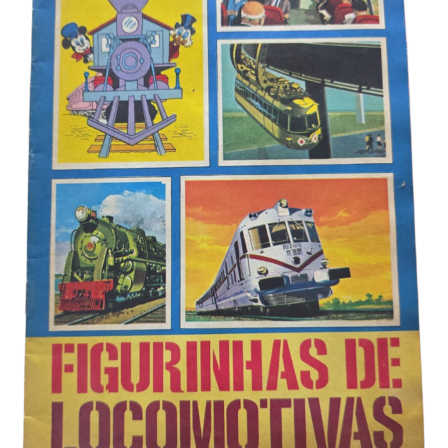 Raro álbum de figurinhas locomotivas antigas Disney, completo, década de 60