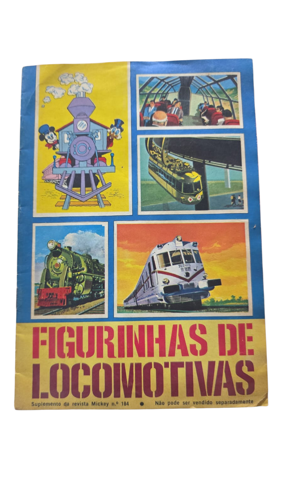 Raro álbum de figurinhas locomotivas antigas Disney, completo, década de 60
