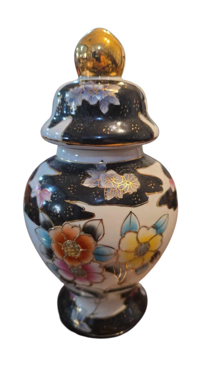 Incrível vaso com tampa em porcelana chinesa
