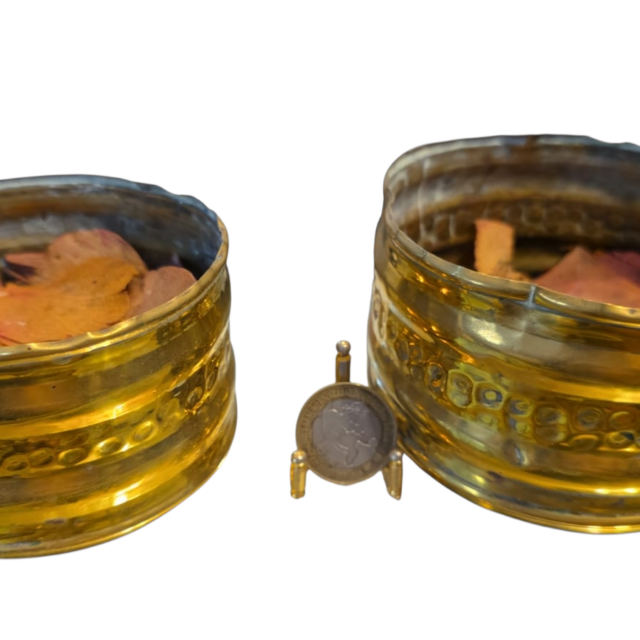 Par de antigos Cachepots em dourado metal