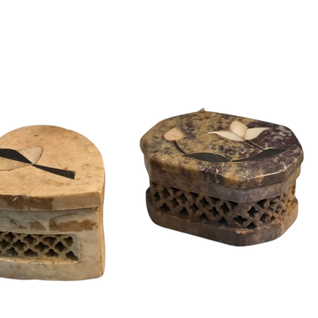 Par de belíssimos potiches indianos de pedra
