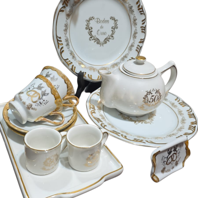 Grande conjunto de porcelana Bodas de Ouro
