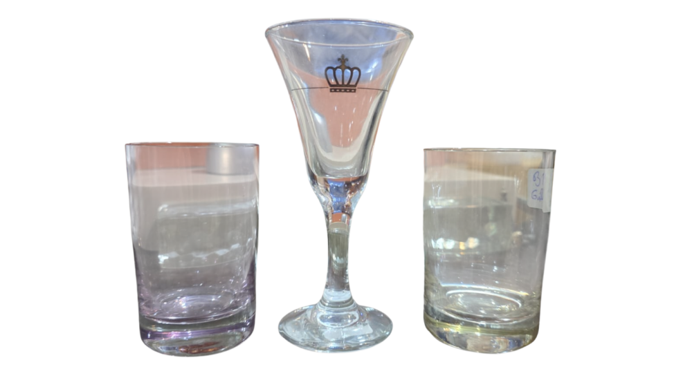 Trio de copos e taças de cristal