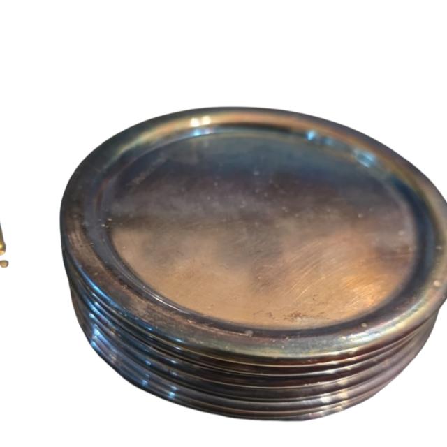 Conjunto de porta copos ingleses espessurados a prata Sheffield