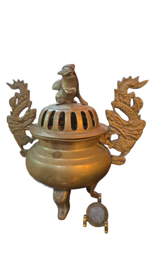 Raríssimo e antigo incensário de bronze oriental