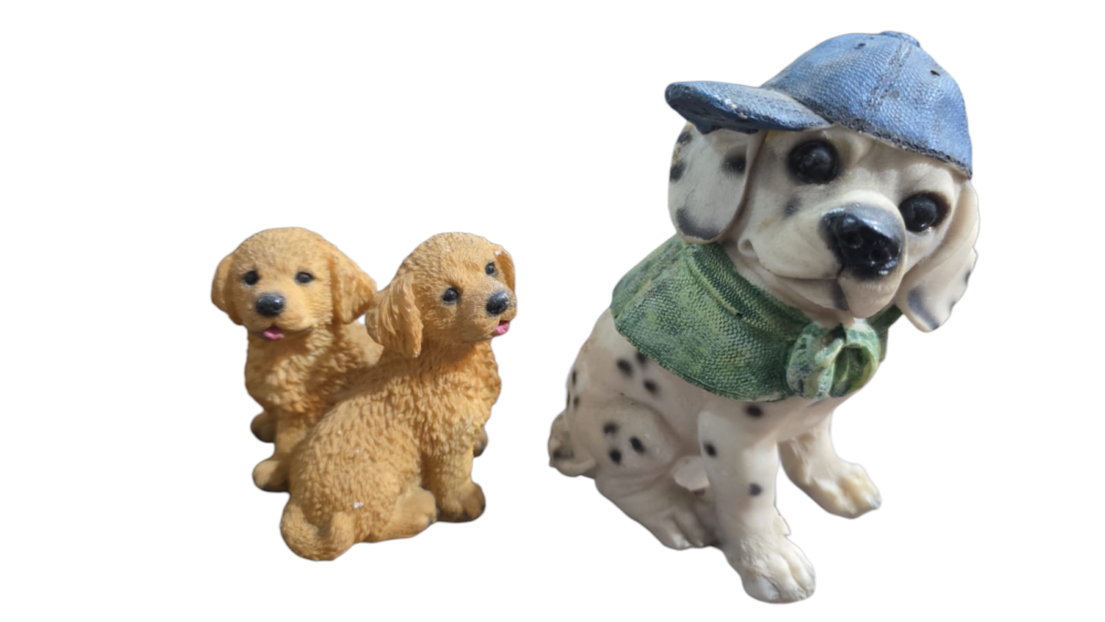 Par de esculturas antigas de filhotes de cachorrinhos