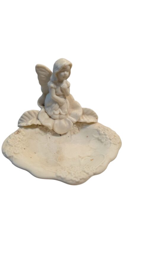 Saboneteira/pinga joias, fada de porcelana