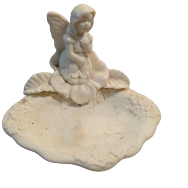 Saboneteira/pinga joias, fada de porcelana