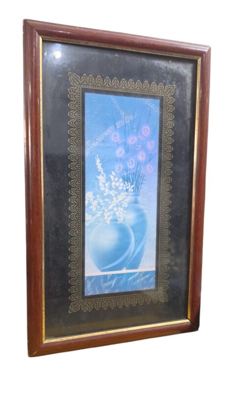 Quadro Botânica. Figura de vasos. Vidro de proteção