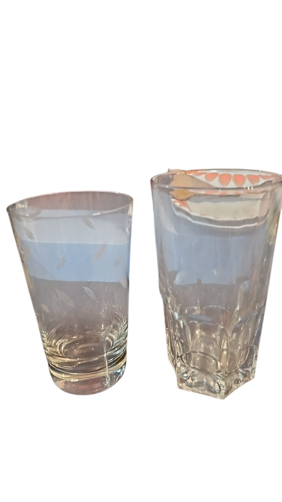 Par de copos antigos de cristal