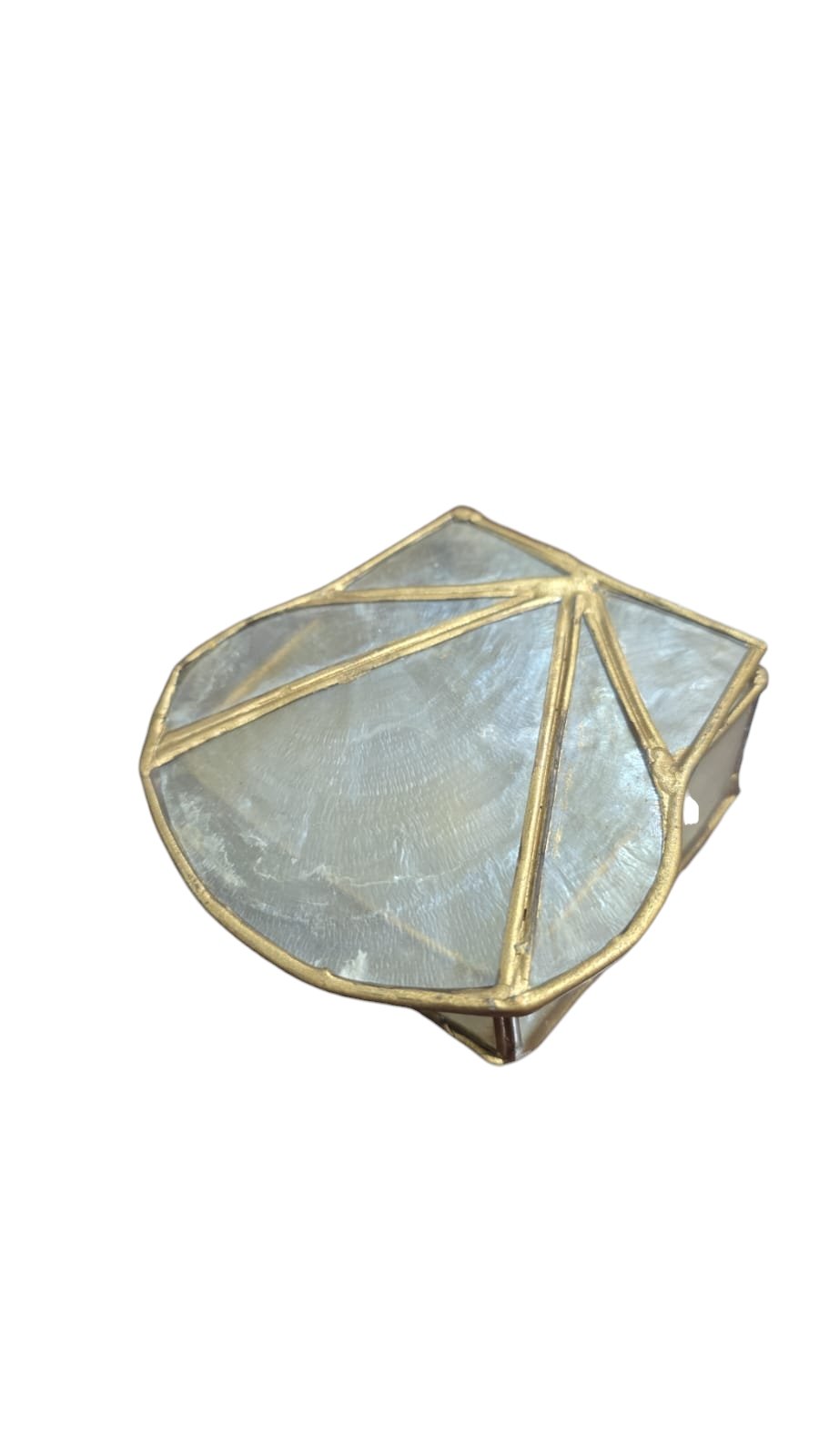 Potiche feito a mão, das Filipinas, feito com escama de peixe e dourado metal