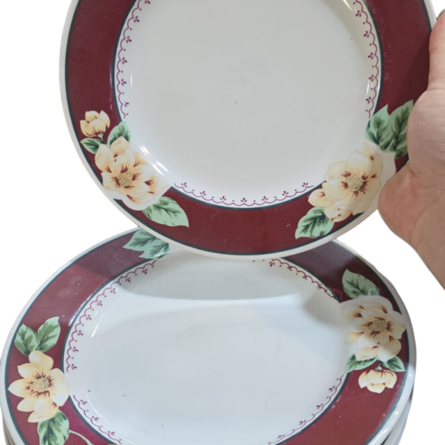Grandes pratos rasos, porcelana chinesa, motivos florais. (valor unitário)