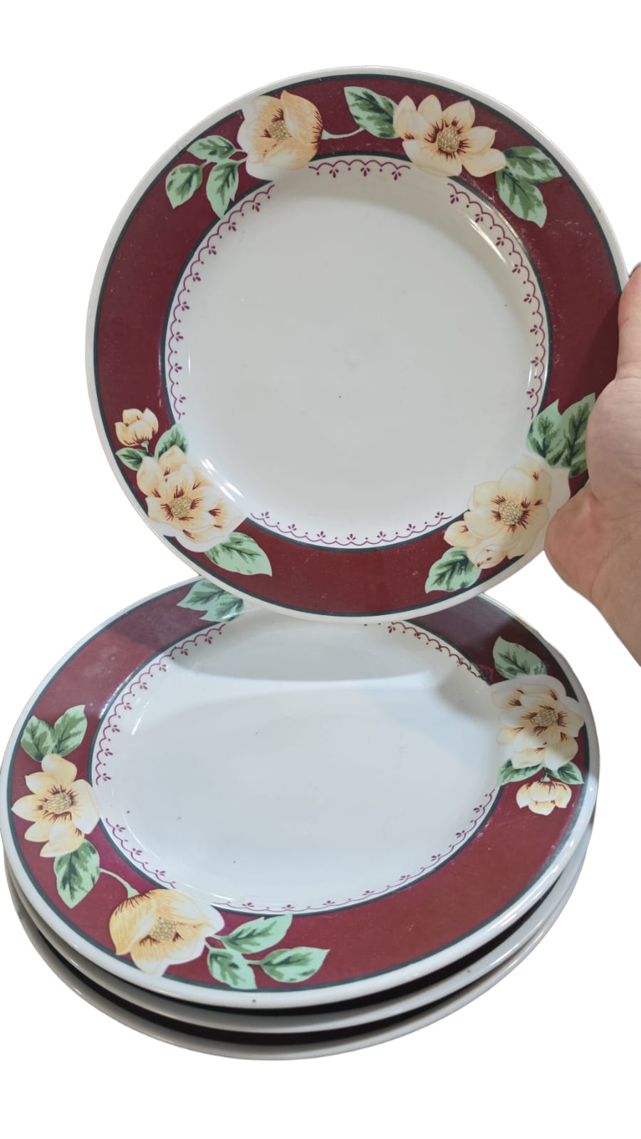 Grandes pratos rasos, porcelana chinesa, motivos florais. (valor unitário)